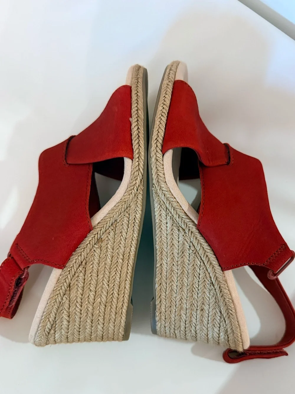 Clarks Lafley Alaine Red Espadrille Wedge Heels, size 7 NWT